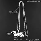 Doxie Sausage Dog Pendant Necklace For Women Men Stainless Steel Dachshund Long Doggie Low Rider Lovely Necklace Jewelry Gift