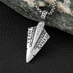 Viking Rune Arrowhead Pendant Necklace — Steel