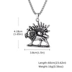 Lion Sun Pendant Necklace for Men Him, Stainless Steel Gold Silver Color Box Chain, Streetwear Daily Jewelry Gift