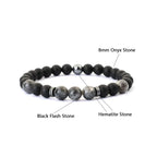 Mens Bracelet 8mm Onyx Tiger Eyes Stone Beaded Braclet Hematite Healing Braslet Cadeau Homme Leisure Accessories