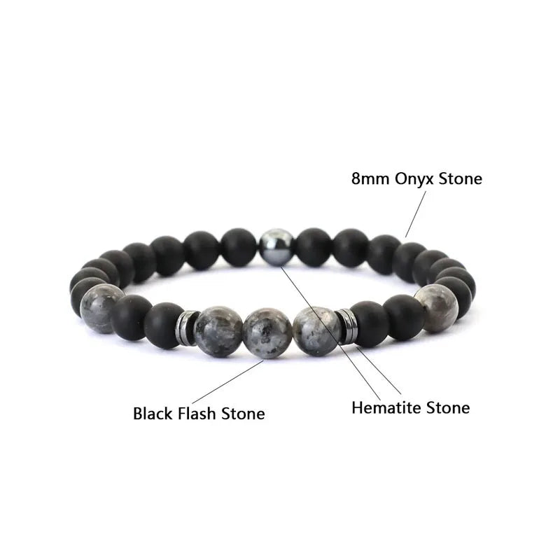 Mens Bracelet 8mm Onyx Tiger Eyes Stone Beaded Braclet Hematite Healing Braslet Cadeau Homme Leisure Accessories