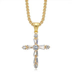 Iced Out Cross Tennis Chain Necklace — Stainless Steel