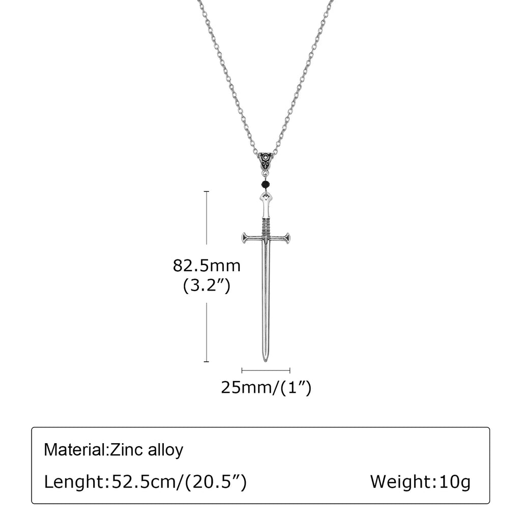 Sword and Cross Dagger Pendant Necklace — Two-Tone