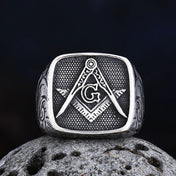 Freeshipping Fashion 2024 New 316L Stainless Steel Freemasonry Ring With Pattern For Man Biker Jewelry For Boyfriend