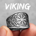 Viking Tree of Life Vegvisir Ring — Stainless Steel