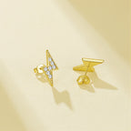 Iced Out Lightning Bolt Stud Earrings — Stainless Steel