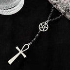 Y2K Spike Cross Black Pendant Necklace