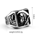 Fashion Retro Stainless Steel Punk Ring Solid Halloween Reaper Skull Rings