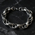 Thick Black Locomotive Oval Link Bracelet 11mm — Stainless Steel