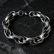 Thick Black Locomotive Oval Link Bracelet 11mm — Stainless Steel