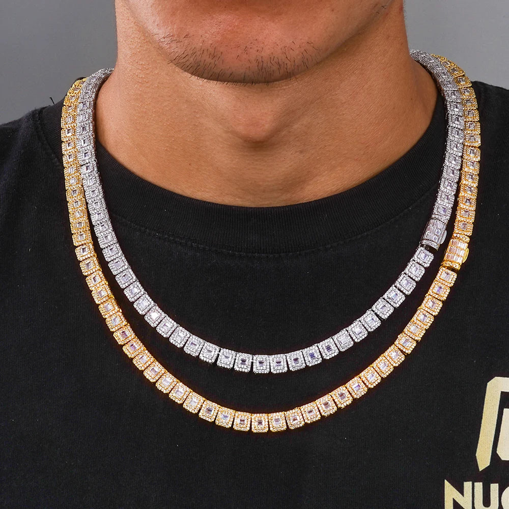 Tennis Chain Necklace Stainless Steel 7.5MM Cluster