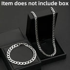 Cuban Link Chain Set 7mm Wide — 2 Pcs, 304 Stainless Steel