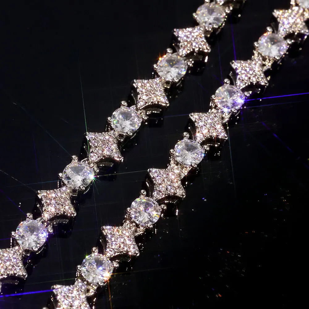 Iced Out Cross Tennis Bracelet Stainless Steel