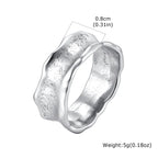 Men's Stainless Steel Vintage Irregular Hammered Ring High Polished 8mm Wide Band Ring Fashion Statement Jewelry Gift for Men