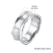 Men's Stainless Steel Vintage Irregular Hammered Ring High Polished 8mm Wide Band Ring Fashion Statement Jewelry Gift for Men