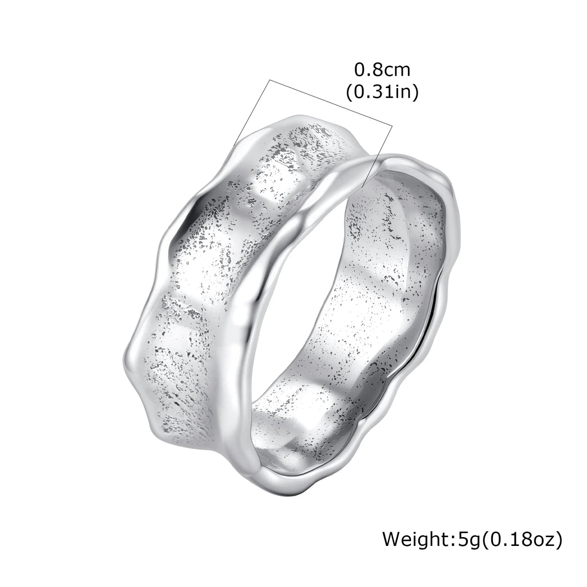 Men's Stainless Steel Vintage Irregular Hammered Ring High Polished 8mm Wide Band Ring Fashion Statement Jewelry Gift for Men