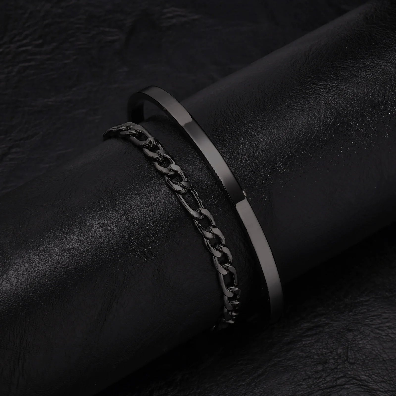 Cuff Bangle Bracelet Set — Stainless Steel