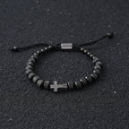 Cross Beaded Bracelet for Men and Women — Stainless Steel