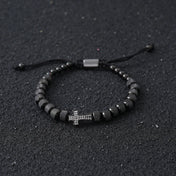 Cross Beaded Bracelet for Men and Women — Stainless Steel