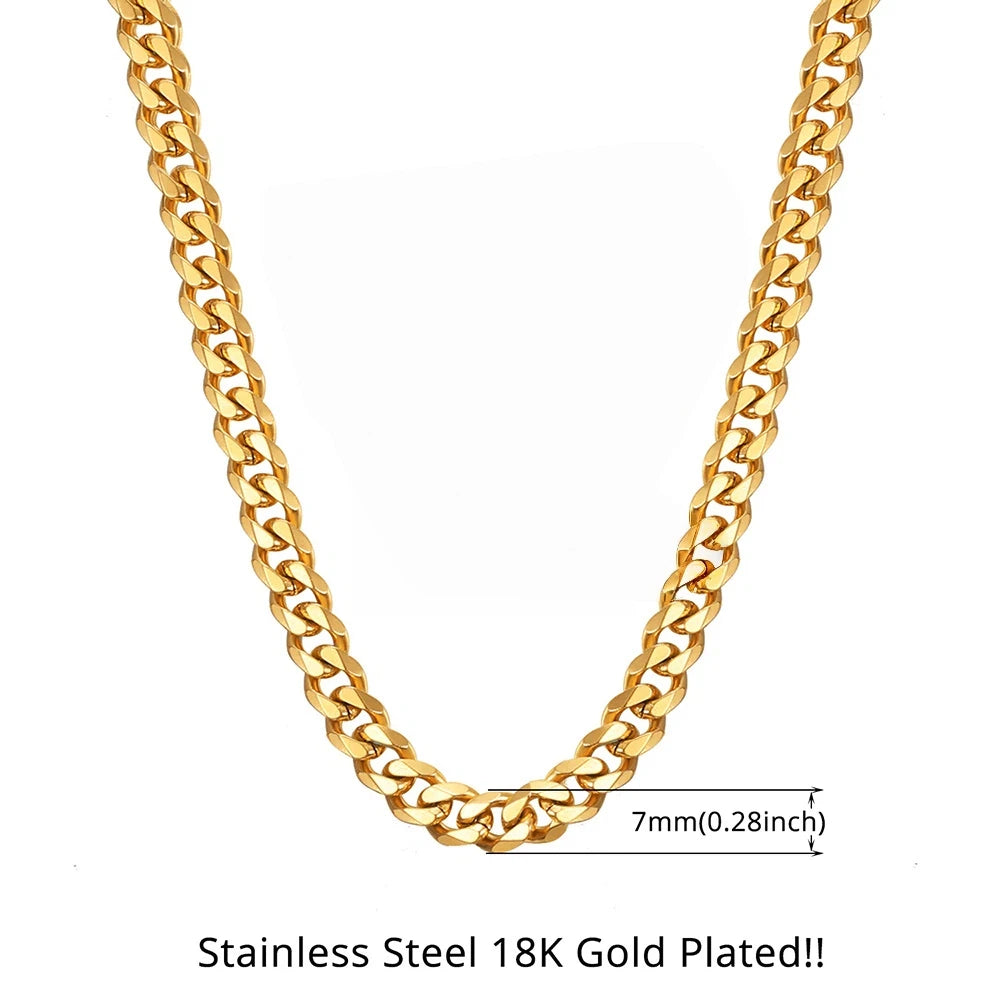Mens Chain 6MM Long Necklace for Men 20" 23" 26" Gold Color Stainless Steel Flat Snake Chain Necklaces Men Chain