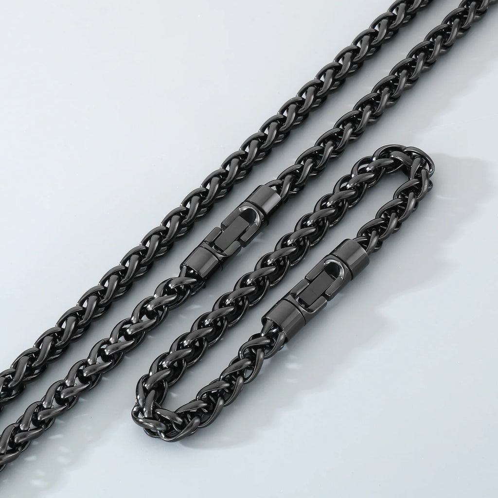 Classic Men's 4/6/8/10mm Wide Link Chain Bracelet Necklace Set for Man 6 Color Available 65CM Long Stainless Steel