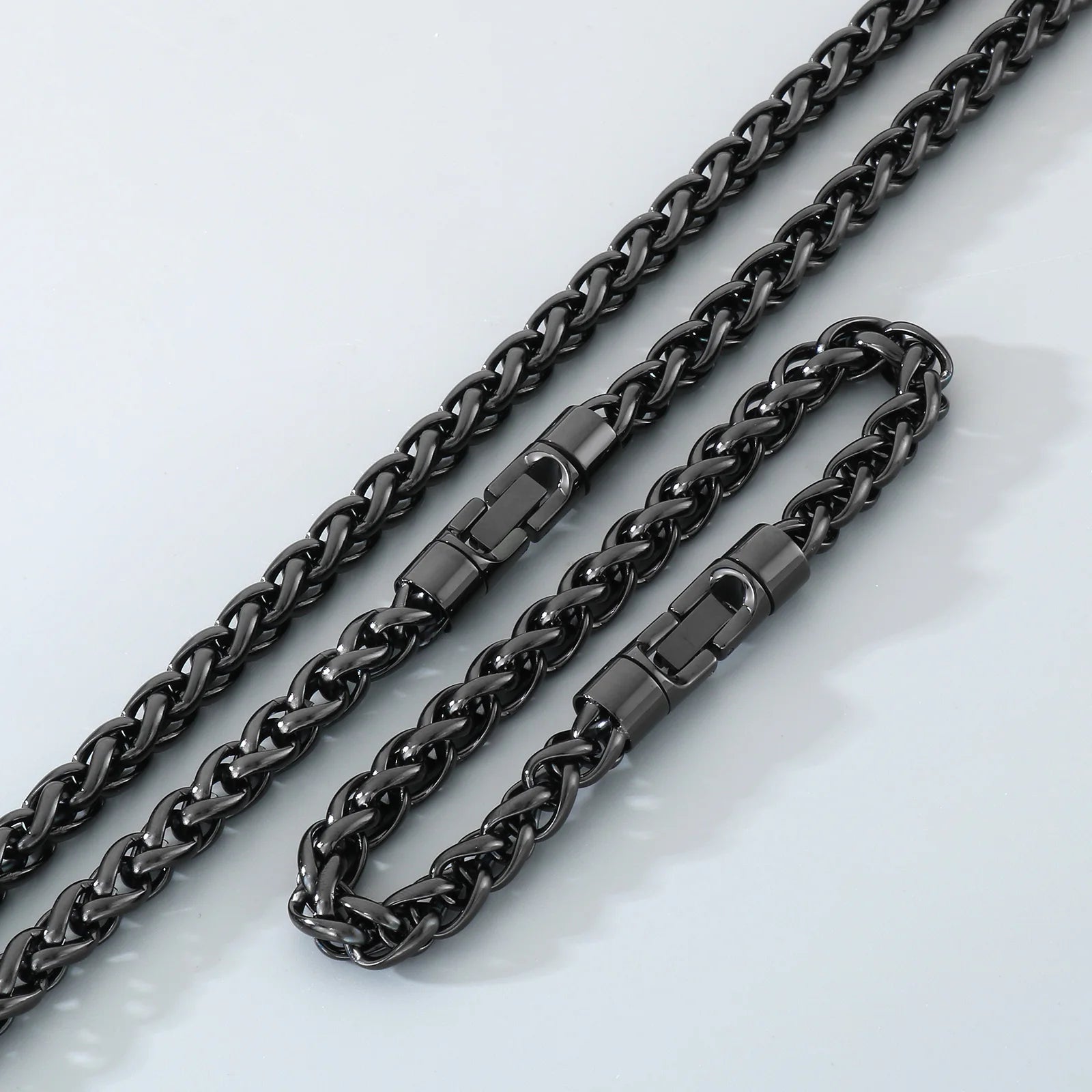 Classic Men's 4/6/8/10mm Wide Link Chain Bracelet Necklace Set for Man 6 Color Available 65CM Long Stainless Steel