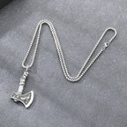 KALEN Stainless Steel 304 Nordic Viking Thor Hammer and Axe Crow Totem Pendant Necklace For Men - KP117768-LU