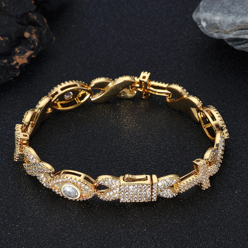 Cross Cuban Bracelet Iced Out 8MM Stainless Steel