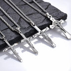 Stainless Steel Catholic Cross Necklace for Men,St. Benedict's Catholic Crucifix Pendant Necklace,Religion Gothic