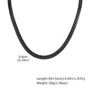 Flat Cuban Chain Necklace Stainless Steel — Waterproof