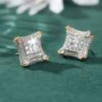 Fashion Hip Hop Inlaid Synthetic Zirconia Square Stud Earrings for Men Women Party Daily Versatile Jewelry Crafts