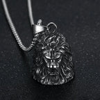 Gothic Lion Head Bell Pendant — Stainless Steel