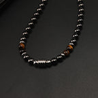 6mm Black Magnetic Hematite Round Beads Tiger-eye Stone Necklace for Men and Women
