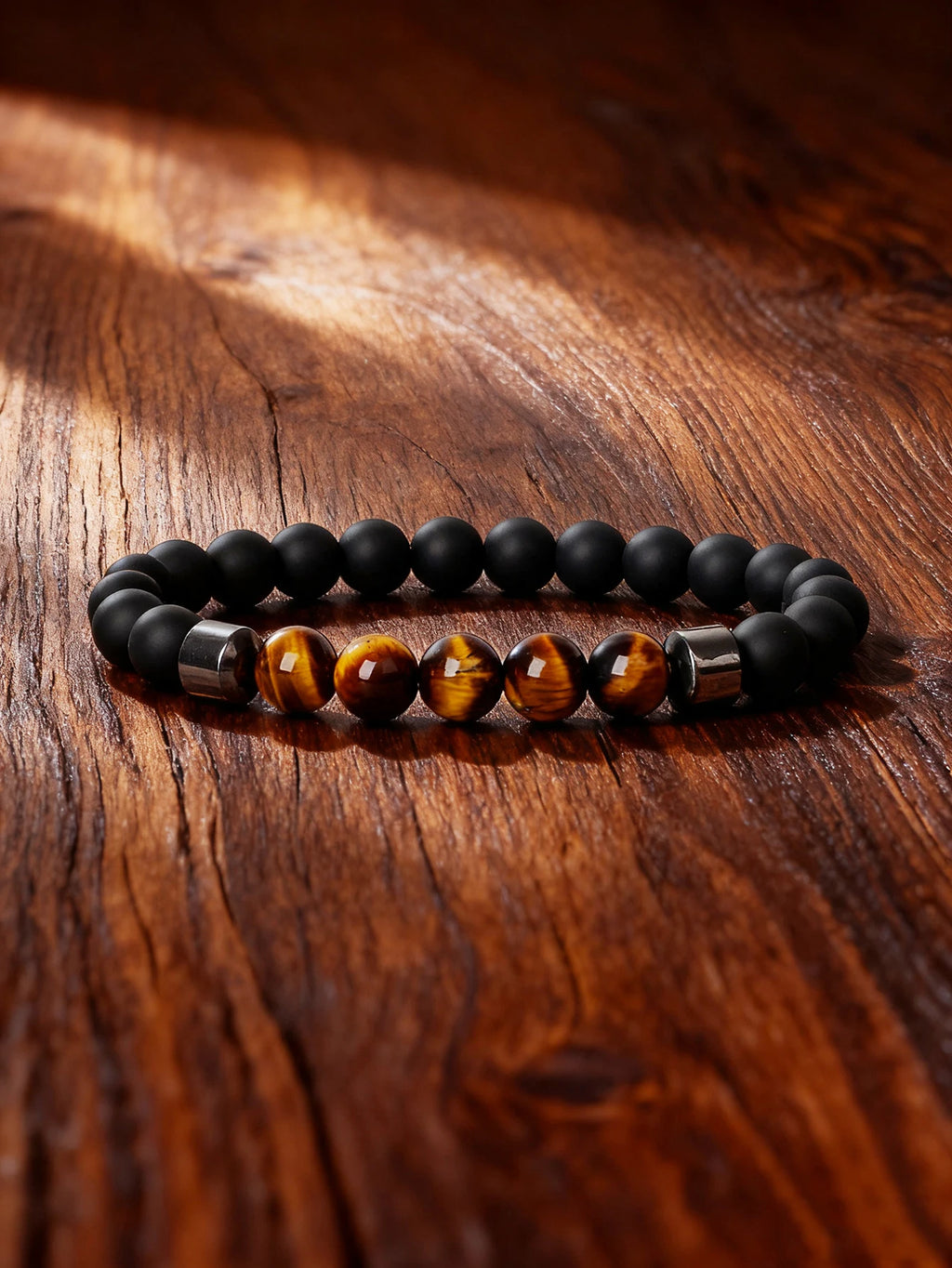 Hematite Stone Bracelet Handmade Woven with Gold color Spacers Cylinder Beads Leather for Energy Protection Reiki Charm Jewelry