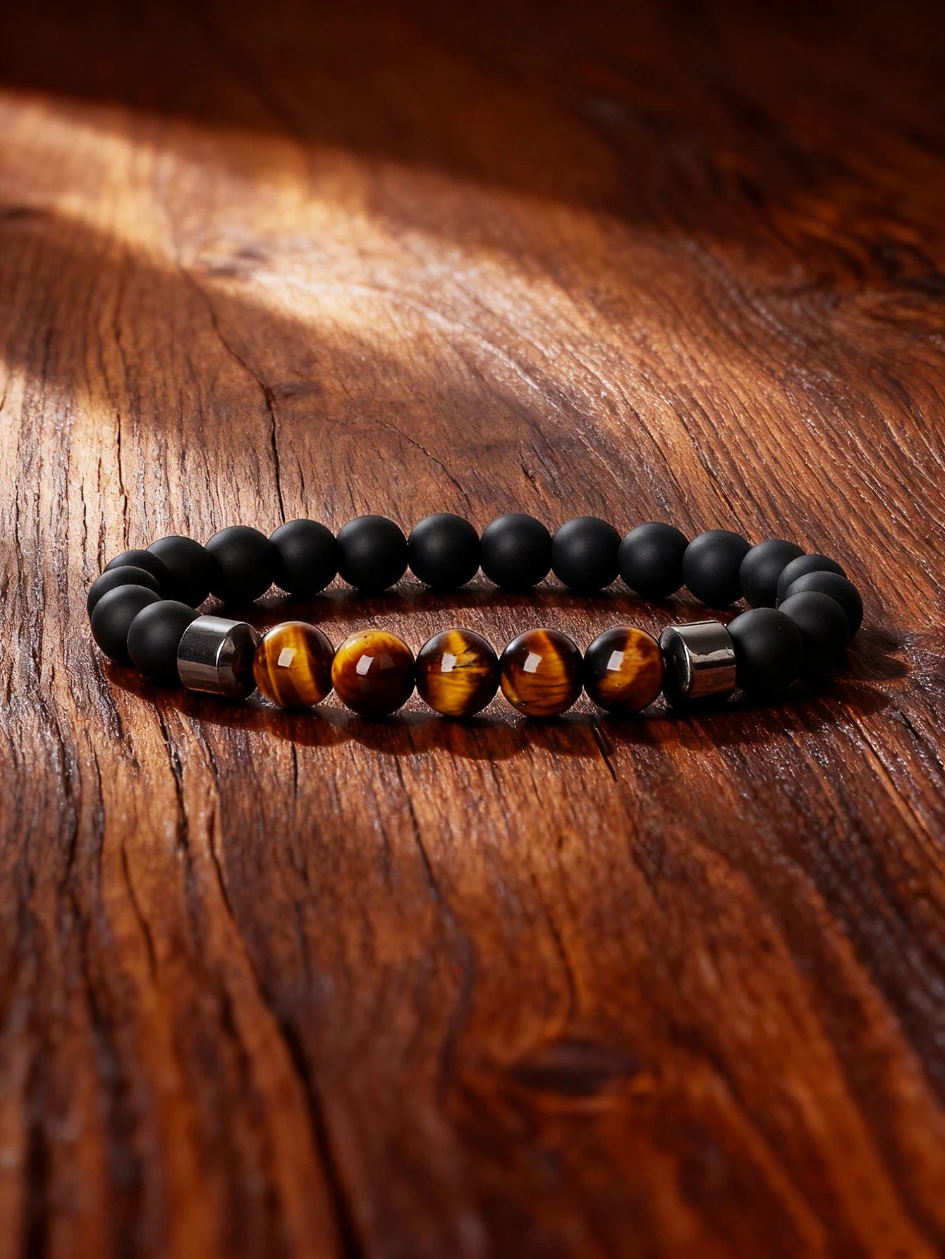 Hematite Stone Bracelet Handmade Woven with Gold color Spacers Cylinder Beads Leather for Energy Protection Reiki Charm Jewelry