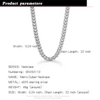Original Simple Chain 6 mm 925 Sterling Silver Curb Cuban Chain Necklace For Men Male Neck Punk Birthday Party Jewelry