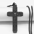 Cross Steel Pendant Bible Verse 316L Religious