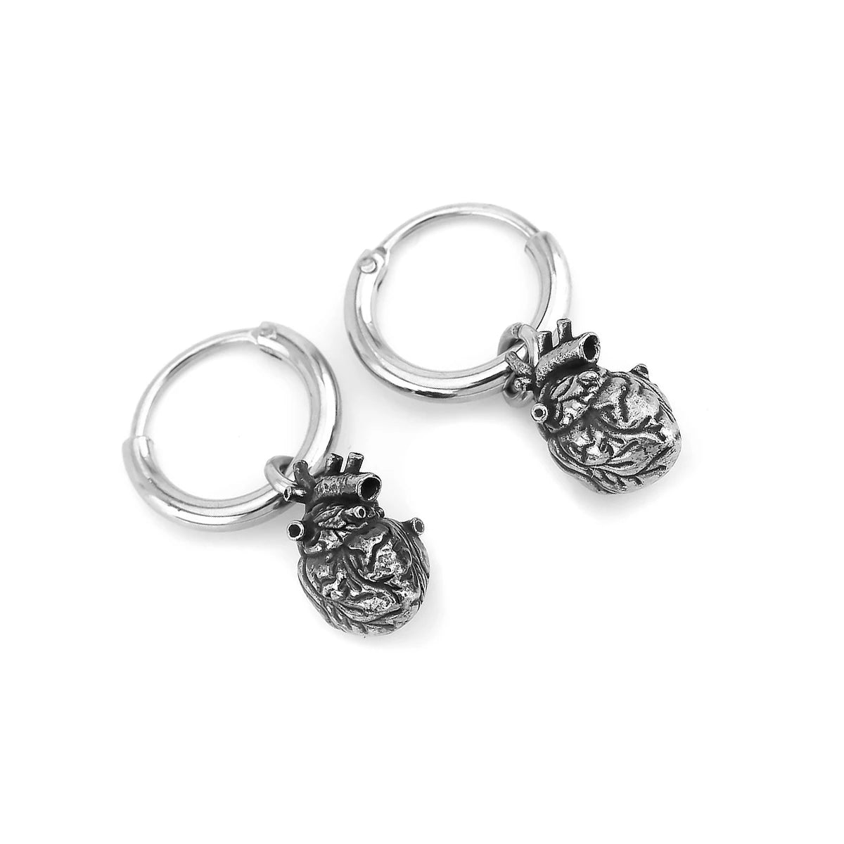 Heart Drop Earrings — Stainless Steel