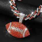 Football Pendant Necklace with 18-Inch Miami Chain — Sports Fan