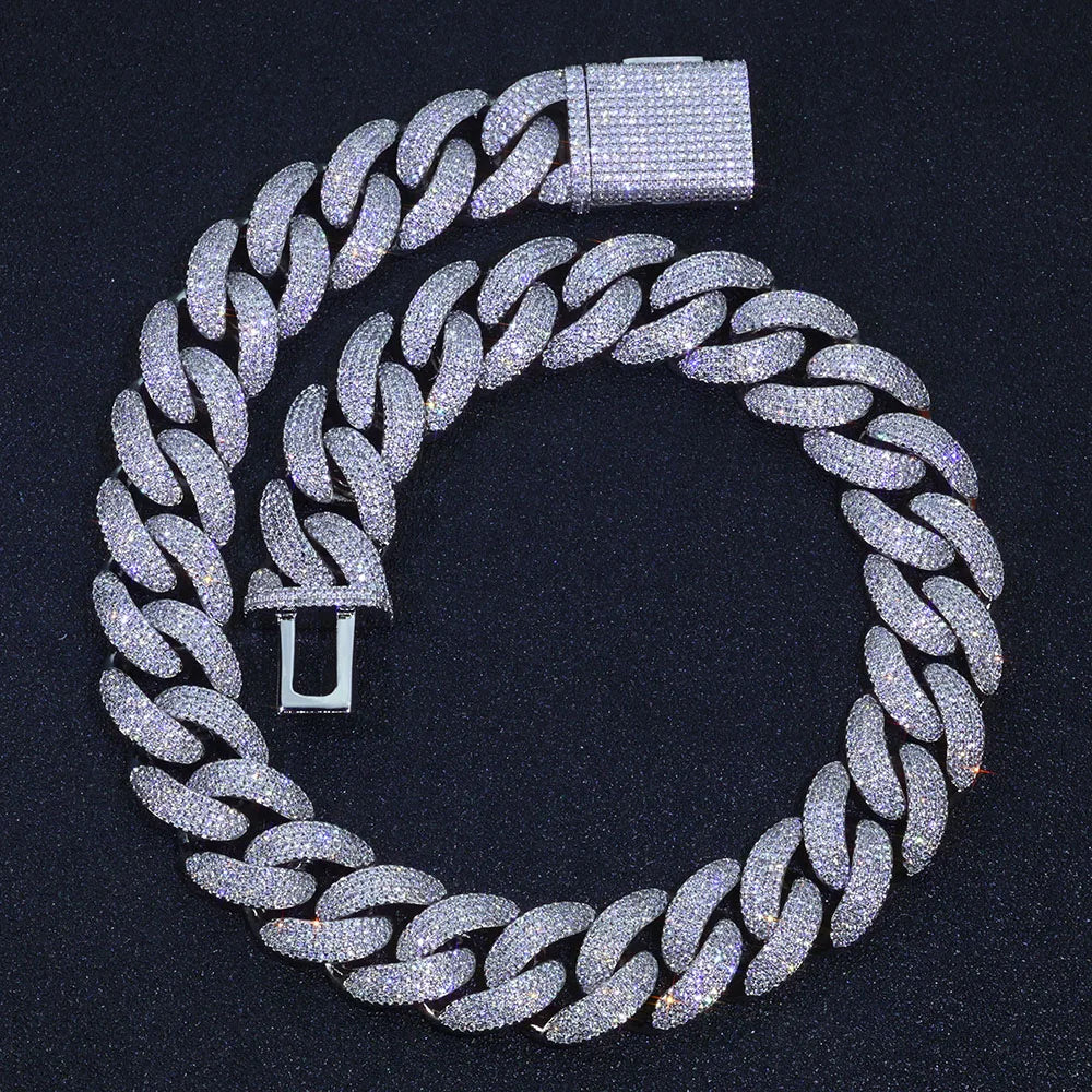 Bling Zircon Cuban Link Chain for Men Iced out 20mm Width Big Bubble Cuban Necklace Hip Hop Man Jewelry Won't Flip