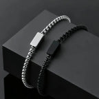Square Tube Box Chain Bracelet — Stainless Steel