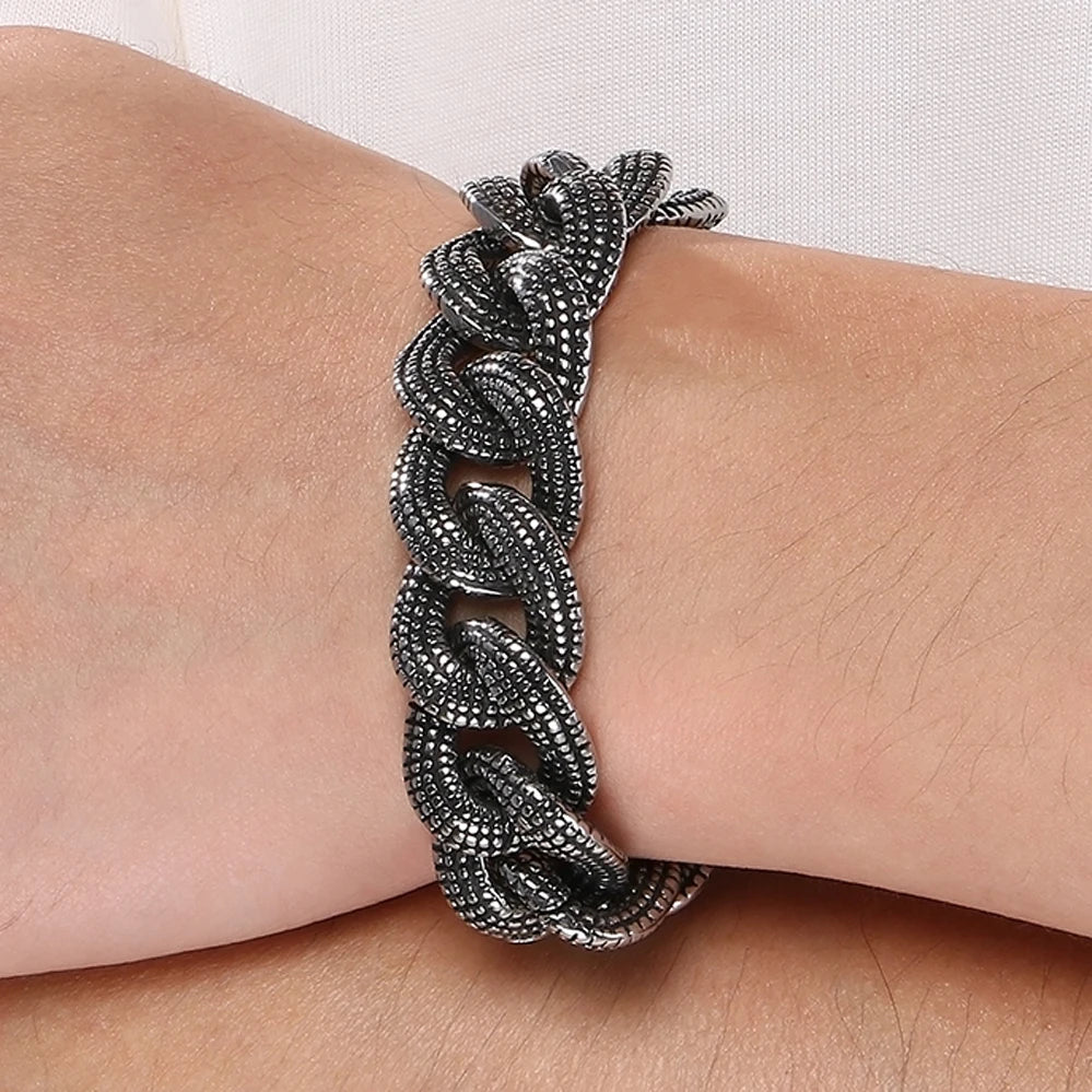 Retro 19MM Heavy Duty Cuban Link Chain Man Bracelet for Men Punk Gothic 316L Stainless Steel Jewelry Men's Bracelets