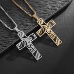 Gold Cross Jesus Pendant Necklace Minimal Box Chain