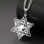 Lion of Judah Star of David Pendant Necklace — Stainless Steel