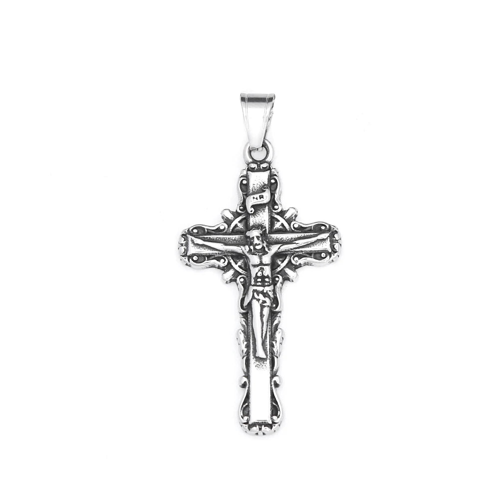 Fashion 316L Stainless Steel Christian Cross Necklace For Men Women Hip Hop Cool Religious Charm Pendant Punk Jewelry