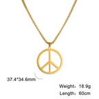 VASSAGO Hippie Style Peace Sign Necklace Peace Symbol Jewelry Stainless Steel 1960s Party Accessory Necklace for Men