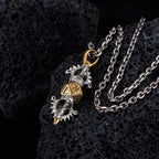 Tibetan Vajra Pendant Necklace — Gold-Tone Rotatable