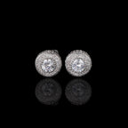 Iced Out Round CZ Stud Earrings Stainless Steel