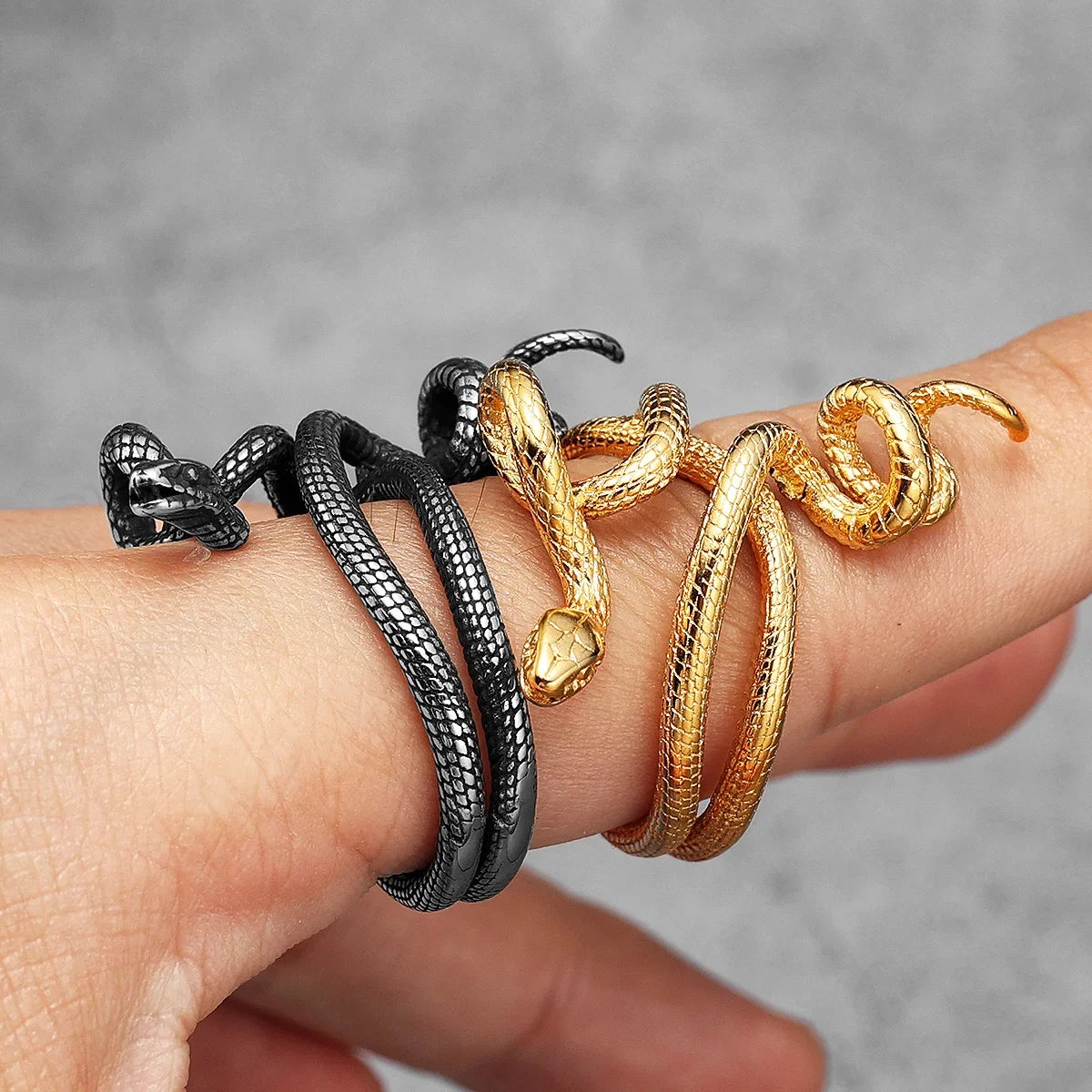 Poisonous Snake Ring 316L Stainless Steel Men Rings Rock Punk Vintage for Male Rider Jewelry Accessories Best Gift