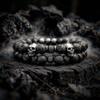 Skull Bead Elastic Bracelet — Stainless Steel